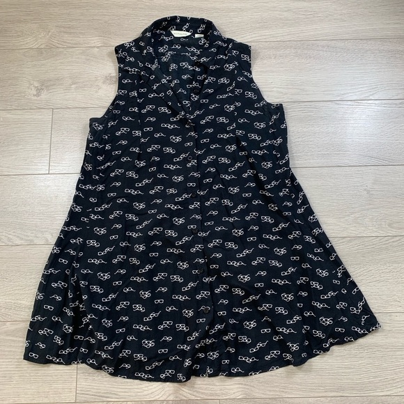 Anthropologie 11.1 Thylo Percy Black & White Glasses Print Tunic Top - Picture 2 of 10